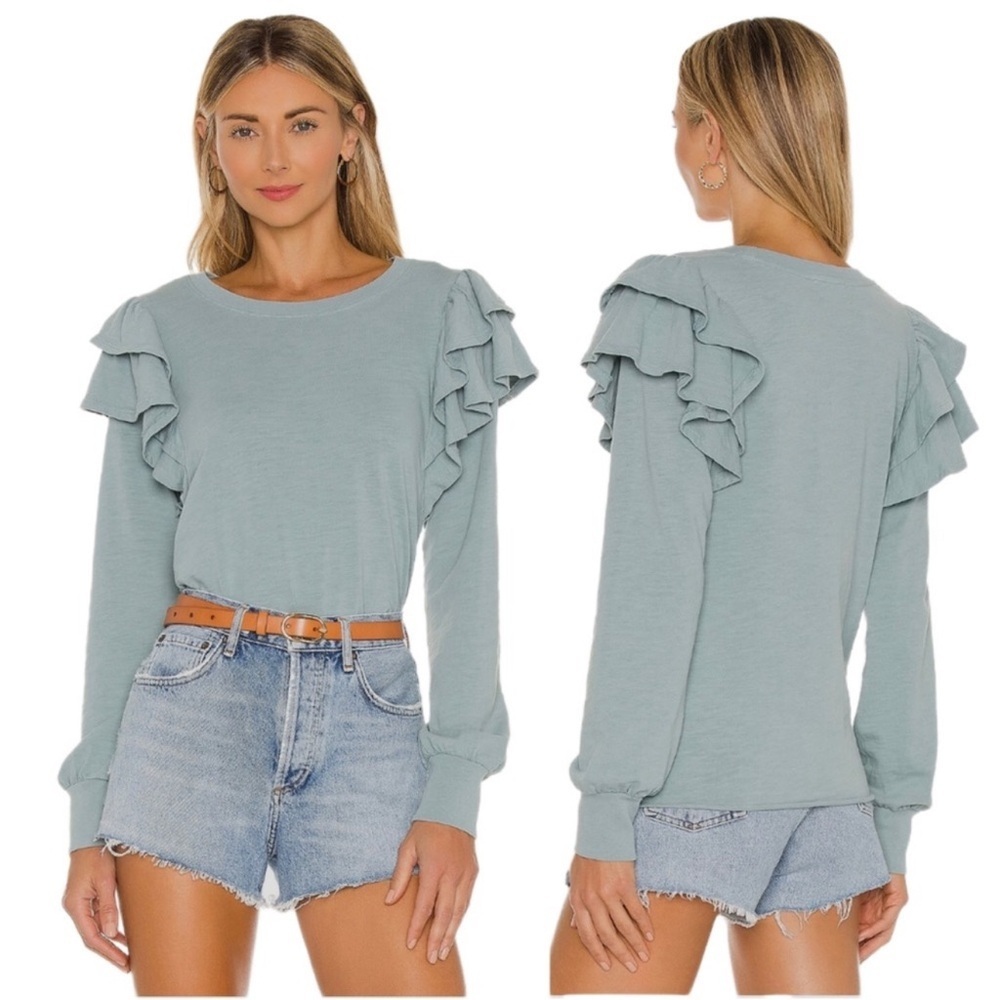 Nation LTD x REVOLVE Xenia Ruffle Sleeve Tee in Open Air Size Small
